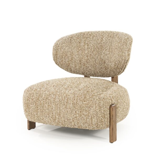 Eleonora fauteuil Reza taupe onderstel bruin