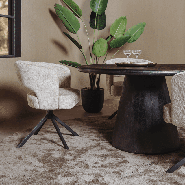 Tower Living eettafel Asti 130 cm rond mangohout zwart