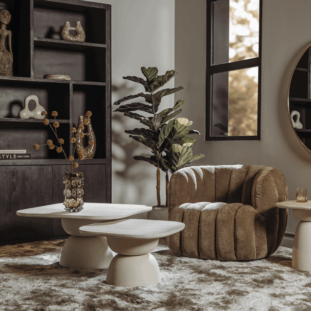 Tower Living salontafel Barza 80x80x42 cm mangohout gebroken wit