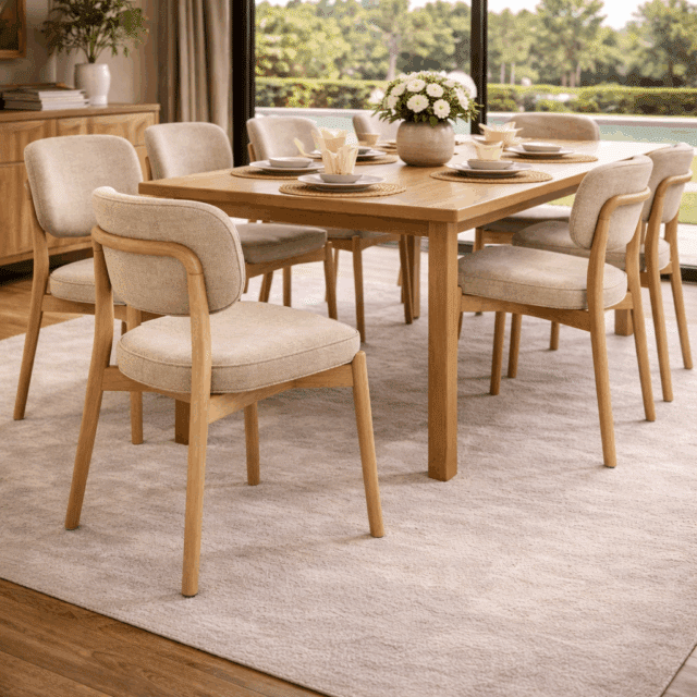 Eleonora eetkamerstoel Rune taupe onderstel naturel