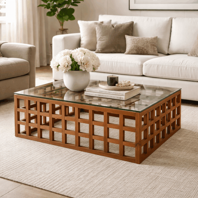 Eleonora salontafel Heras 90x90x32 cm glas