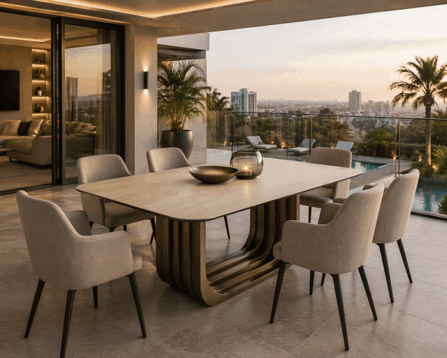 Richmond Interiors eettafel Maxfield 200x100x75 cm keramiek