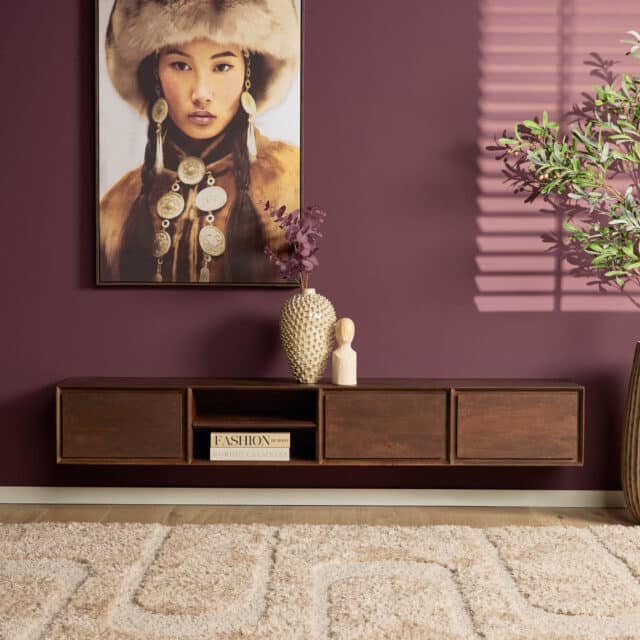 Starfurn Zwevend tv meubel Ambiance Bruin Mangohout 200 cm