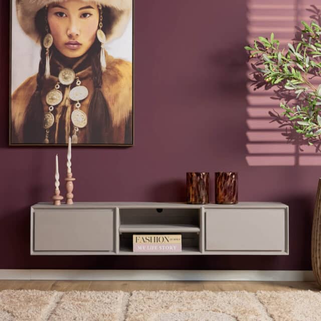 Starfurn Zwevend tv meubel Ambiance Taupe Mangohout 160 cm