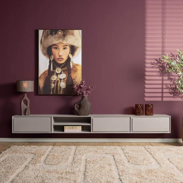 Starfurn Zwevend tv meubel Ambiance Taupe Mangohout 280 cm