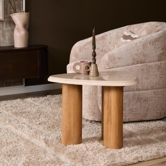Starfurn Bijzettafel Nuvé Naturel Botticino marmer 60 cm
