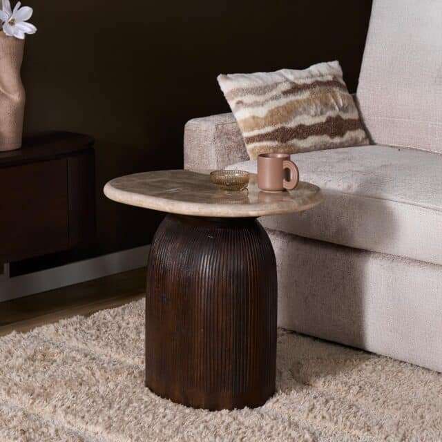 Starfurn Bijzettafel Noel Bruin Marmer 60 cm