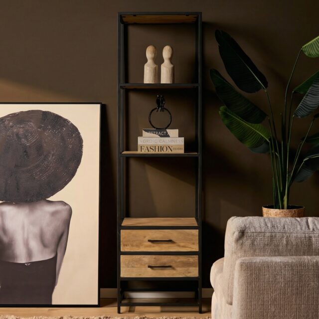Starfurn Boekenkast Dakota met lades Naturel Mangohout 55 cm