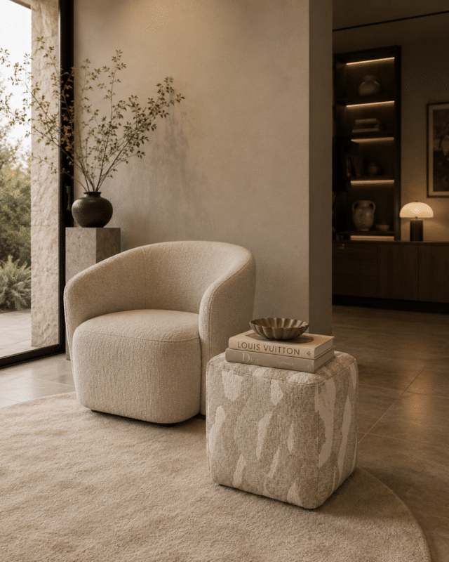 By-Boo poef Rytm klein beige
