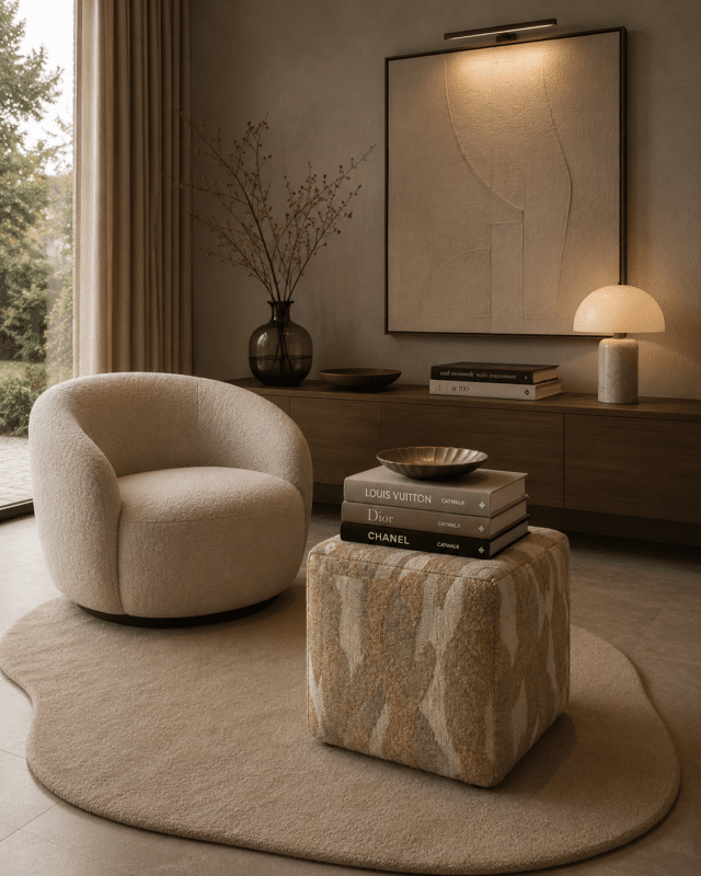 By-Boo poef Rytm klein taupe