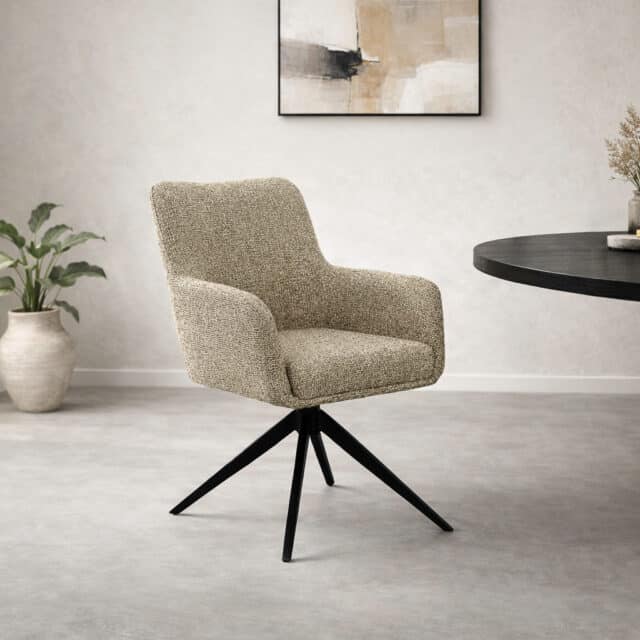 Livingfurn Eetkamerstoel Tara Draaibaar Beige