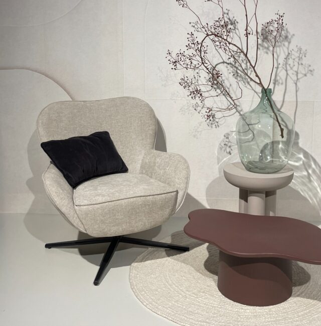 Livingfurn fauteuil Sven draaibaar met arm Toffee
