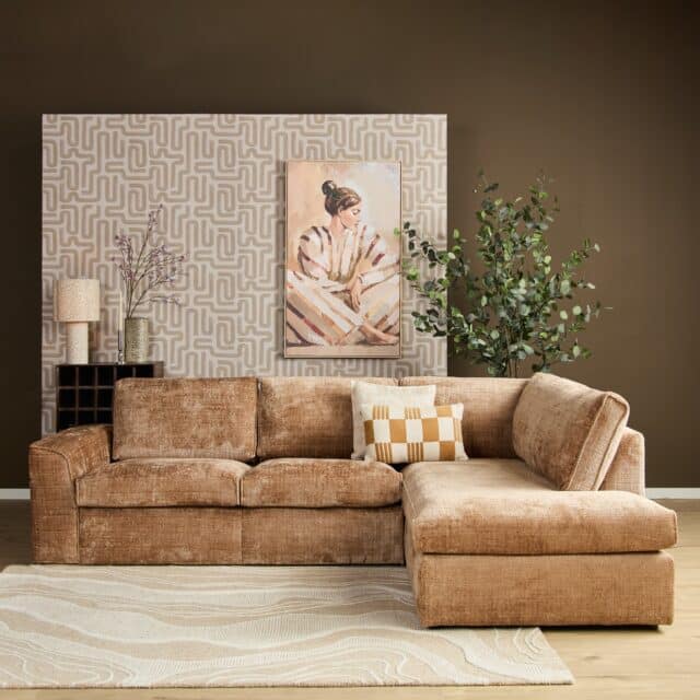Starfurn MySofa Teddy Hoekbank Cinnamon 2,5 zits+Divan Rechts